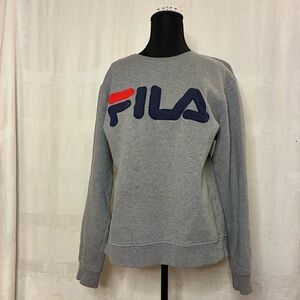 Vintage Gray FILA Crewneck Sweatshirt Size L / Large Appliqué Retro Streetwear
